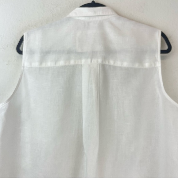 Frank & Eileen White Linen Sleeveless Blouse Shirt Size L - Picture 4 of 8